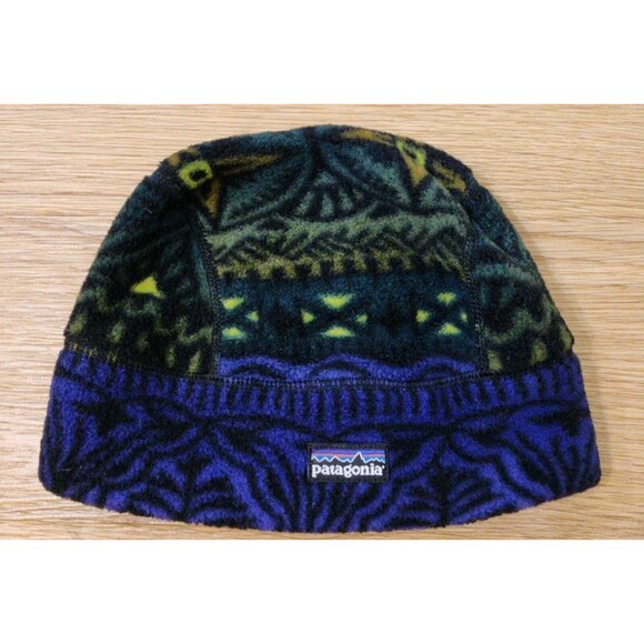 Patagonia Vintage 90’s Kids Size Medium Beanie Hat Fleece Cap Youth Retro Aztec - Picture 1 of 8